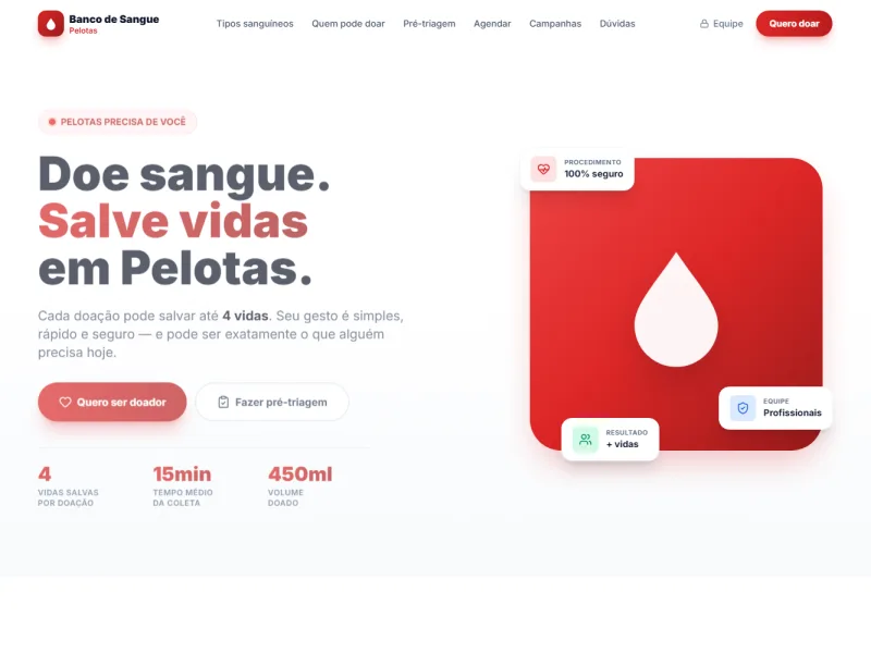 Site Banco de Sangue Pelotas — projeto Dumont Web